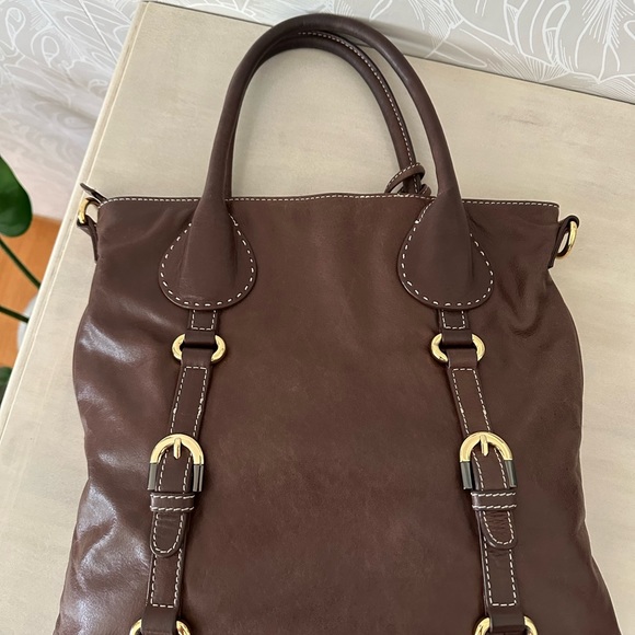 Badgley Mischka Brown Leather Bag - Picture 4 of 10